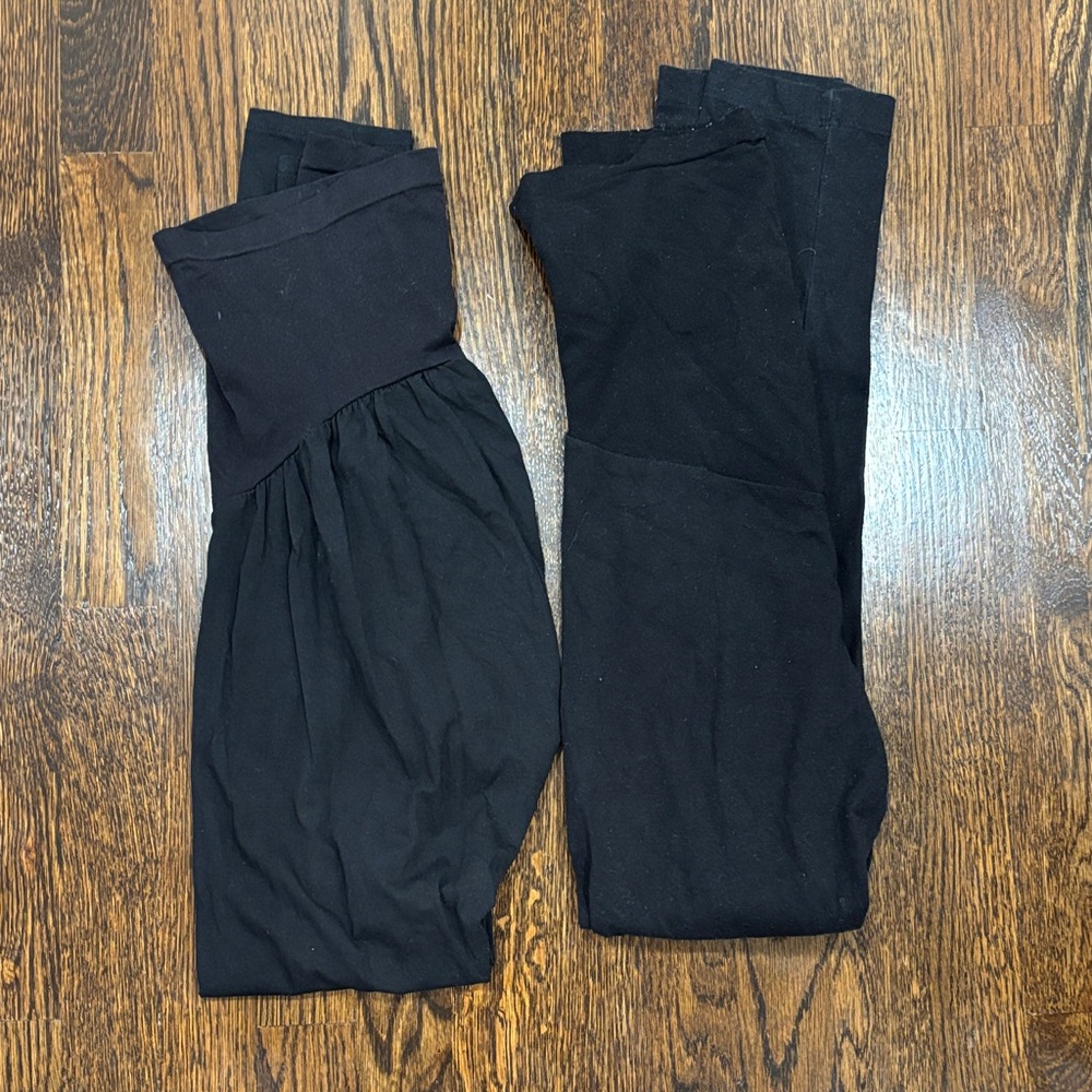 2 pairs of Motherhood Maternity Black Leggings, size small